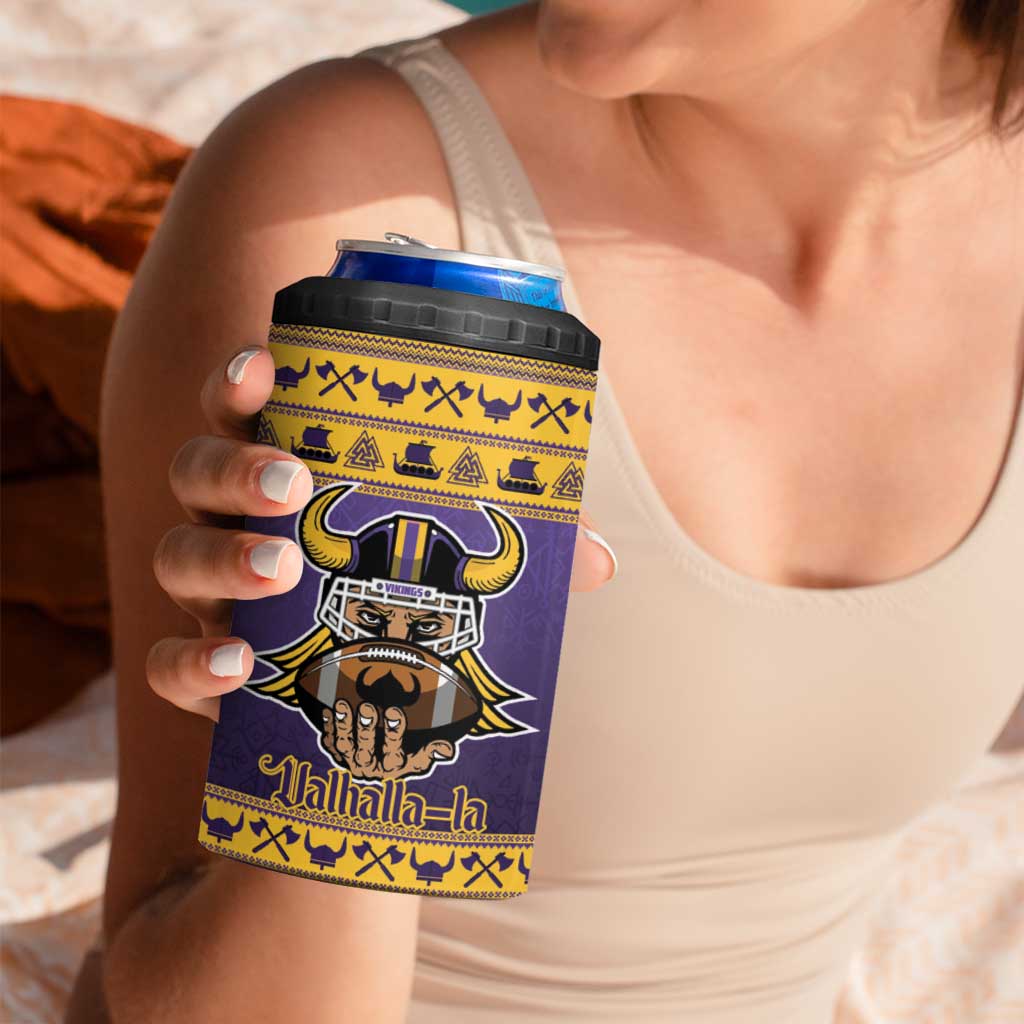 Viking-Inspired Football Christmas 4 in 1 Can Cooler Tumbler Valhalla-la Viking Warrior - Wonder Print Shop
