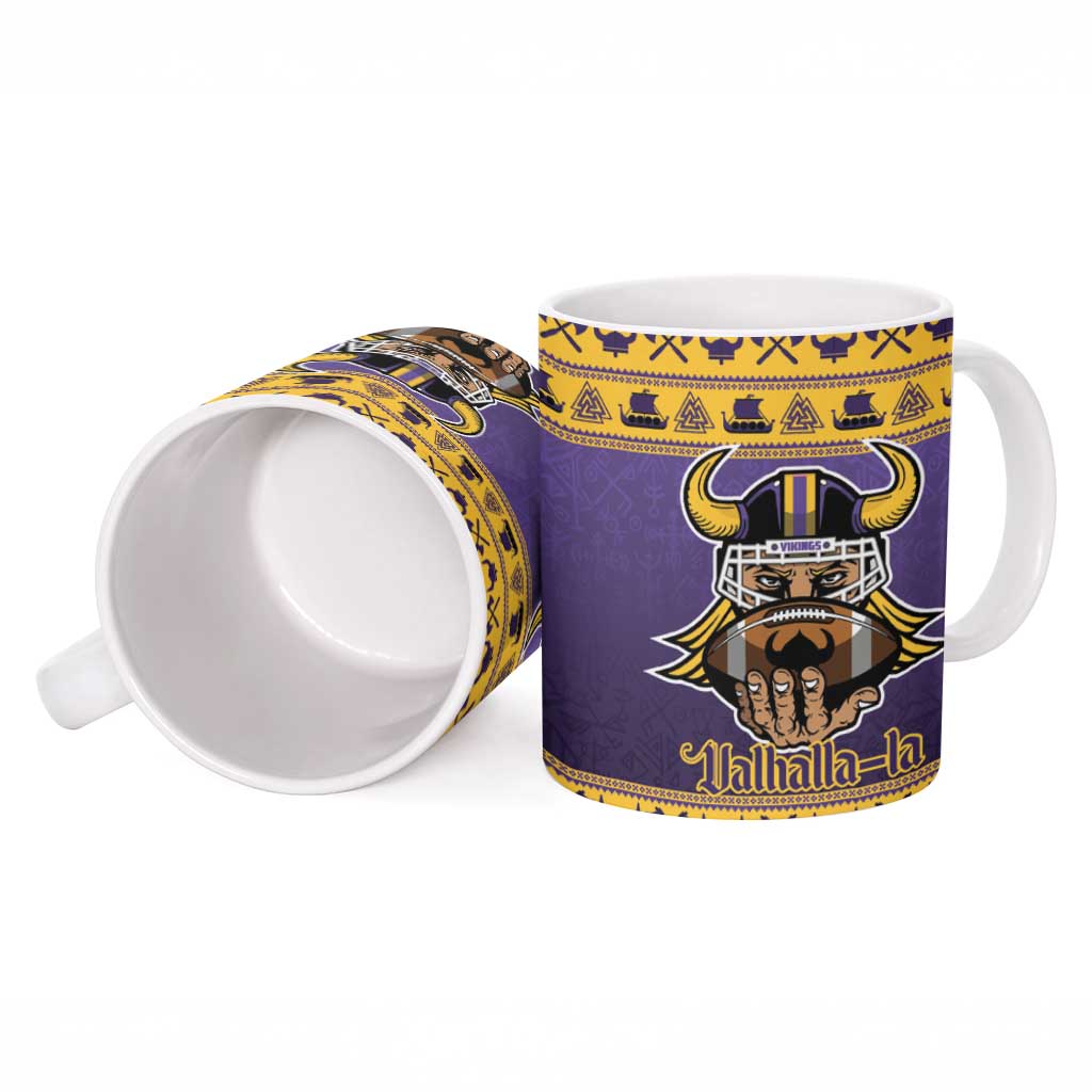 Viking-Inspired Football Christmas Ceramic Mug Valhalla-la Viking Warrior - Wonder Print Shop