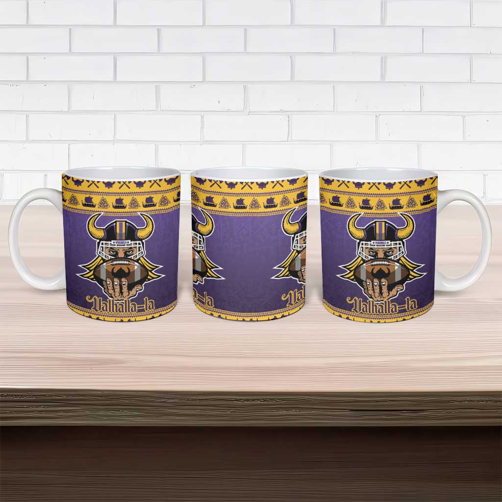Viking-Inspired Football Christmas Ceramic Mug Valhalla-la Viking Warrior - Wonder Print Shop