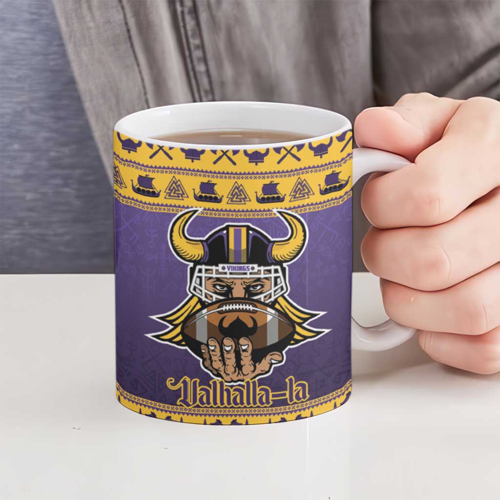 Viking-Inspired Football Christmas Ceramic Mug Valhalla-la Viking Warrior - Wonder Print Shop