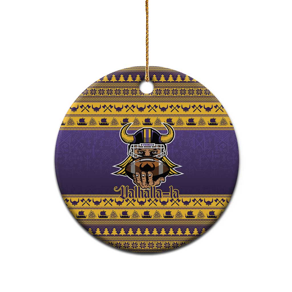 Viking-Inspired Football Christmas Ceramic Ornament Valhalla-la Viking Warrior - Wonder Print Shop