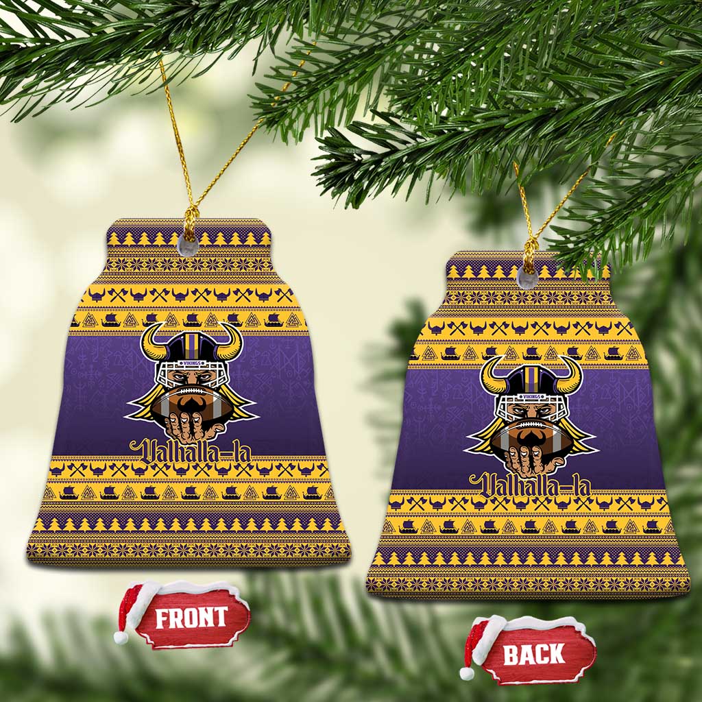 Viking-Inspired Football Christmas Ceramic Ornament Valhalla-la Viking Warrior - Wonder Print Shop