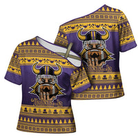 Viking-Inspired Football Christmas Cross Shoulder Shirt Valhalla-la Viking Warrior - Wonder Print Shop