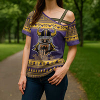 Viking-Inspired Football Christmas Cross Shoulder Shirt Valhalla-la Viking Warrior - Wonder Print Shop