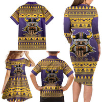 Viking-Inspired Football Christmas Family Matching Long Sleeve Bodycon Dress and Hawaiian Shirt Valhalla-la Viking Warrior - Wonder Print Shop