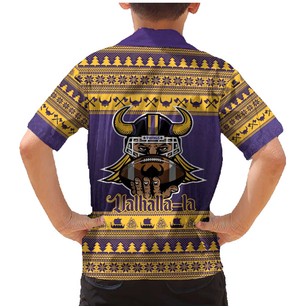 Viking-Inspired Football Christmas Family Matching Mermaid Dress and Hawaiian Shirt Valhalla-la Viking Warrior - Wonder Print Shop