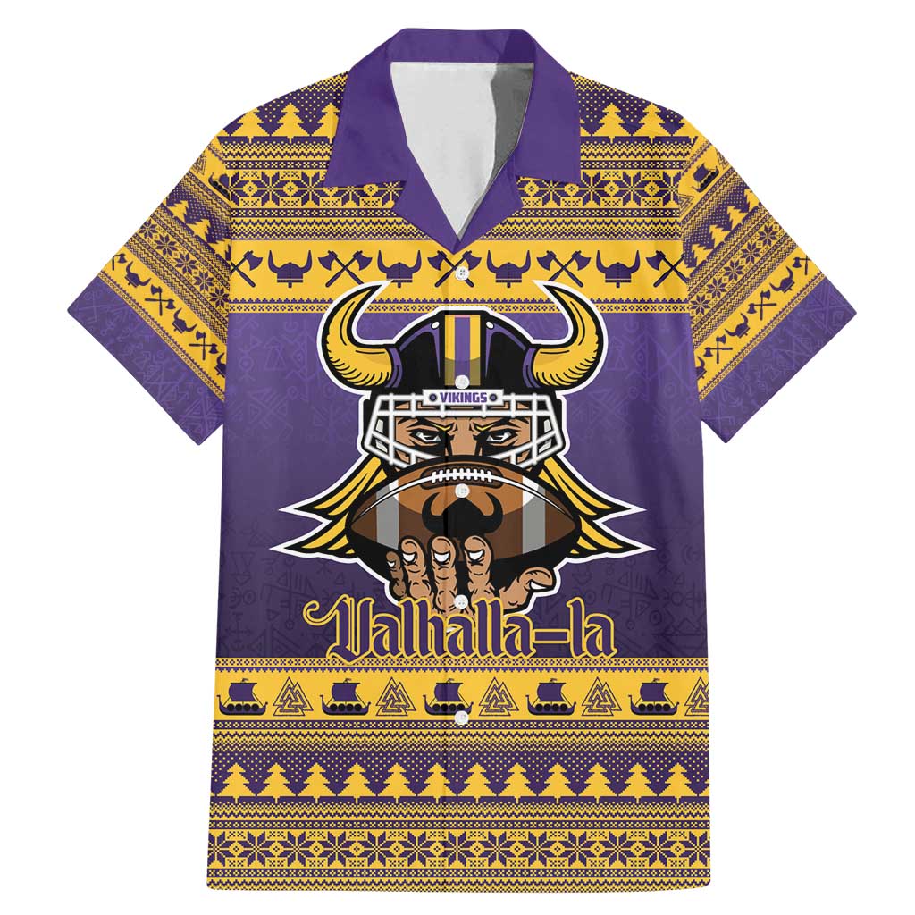 Viking-Inspired Football Christmas Family Matching Mermaid Dress and Hawaiian Shirt Valhalla-la Viking Warrior - Wonder Print Shop