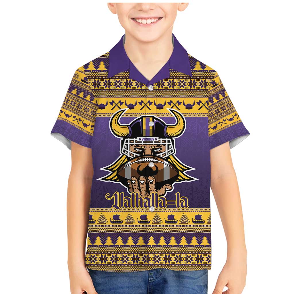 Viking-Inspired Football Christmas Family Matching Mermaid Dress and Hawaiian Shirt Valhalla-la Viking Warrior - Wonder Print Shop