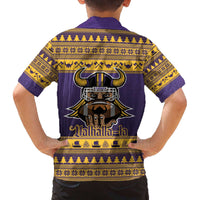 Viking-Inspired Football Christmas Family Matching Off The Shoulder Long Sleeve Dress and Hawaiian Shirt Valhalla-la Viking Warrior - Wonder Print Shop