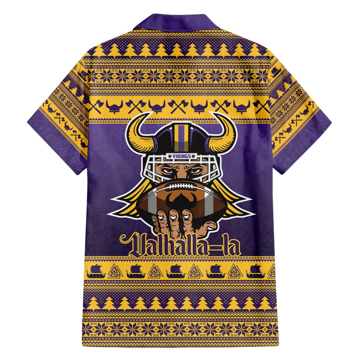 Viking-Inspired Football Christmas Family Matching Off The Shoulder Long Sleeve Dress and Hawaiian Shirt Valhalla-la Viking Warrior - Wonder Print Shop