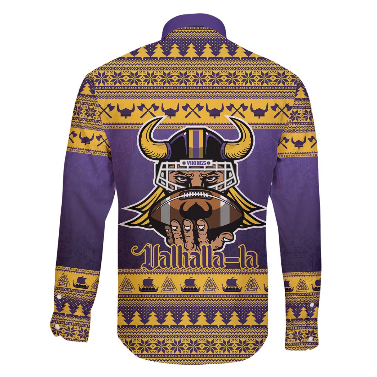 Viking-Inspired Football Christmas Family Matching Off The Shoulder Long Sleeve Dress and Hawaiian Shirt Valhalla-la Viking Warrior - Wonder Print Shop