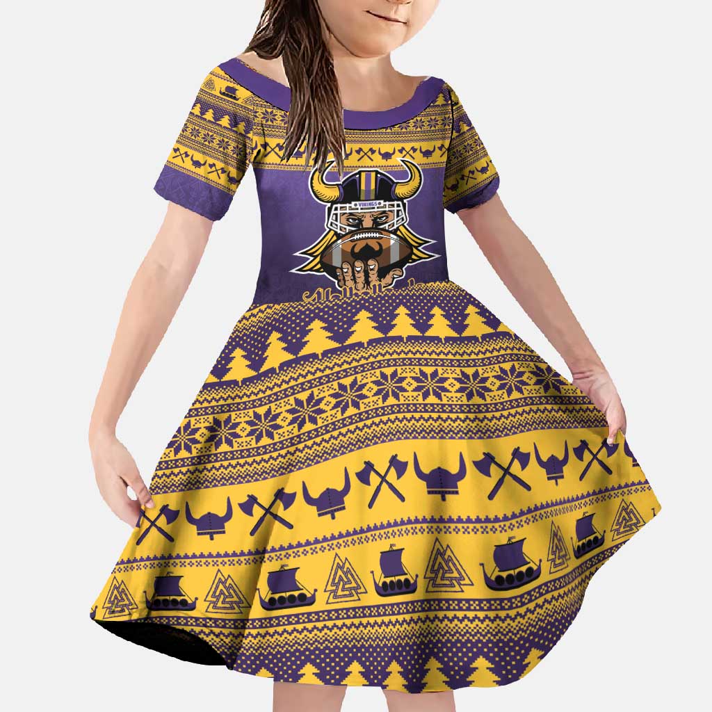 Viking-Inspired Football Christmas Family Matching Off Shoulder Maxi Dress and Hawaiian Shirt Valhalla-la Viking Warrior - Wonder Print Shop
