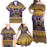 Viking-Inspired Football Christmas Family Matching Off Shoulder Maxi Dress and Hawaiian Shirt Valhalla-la Viking Warrior - Wonder Print Shop