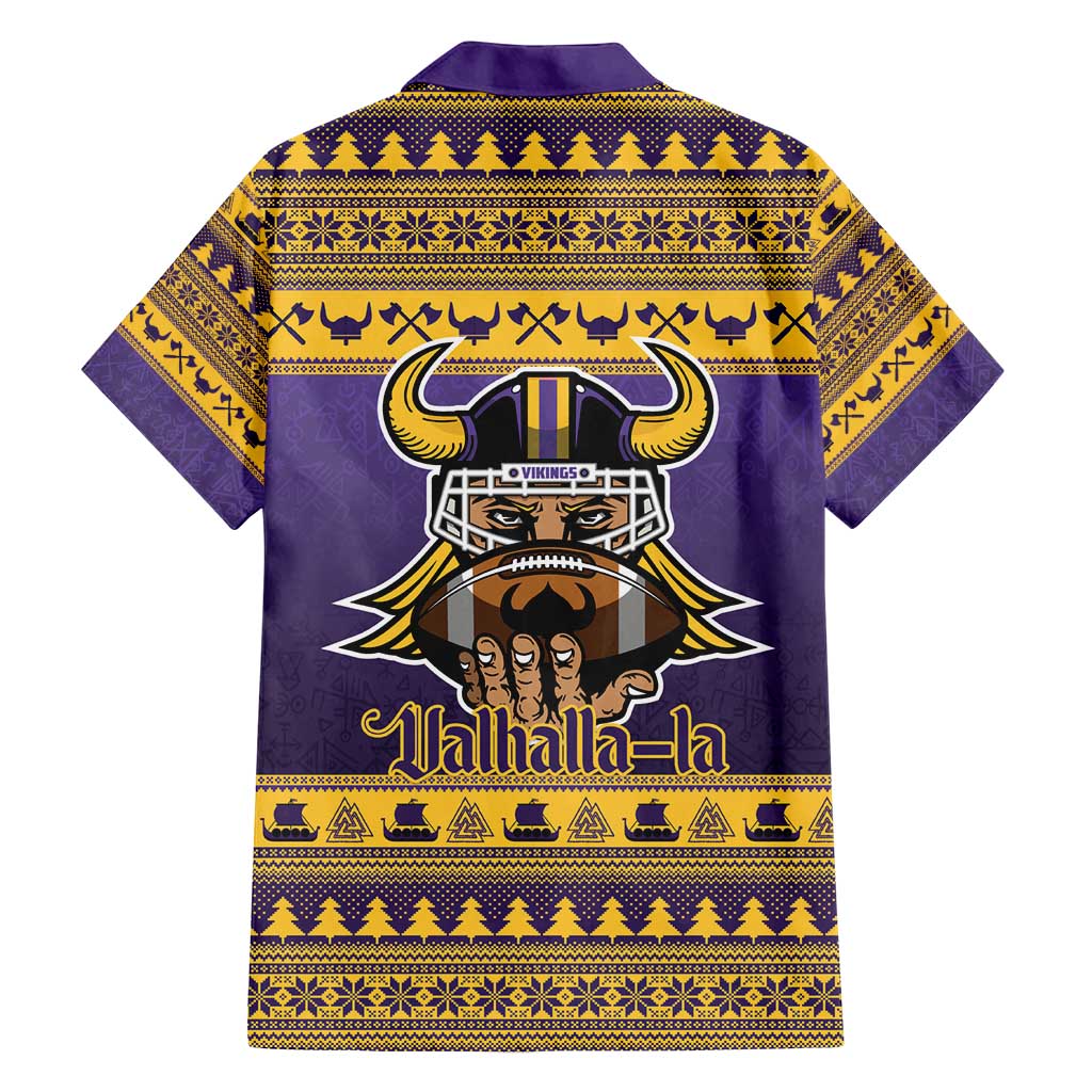 Viking-Inspired Football Christmas Family Matching Off Shoulder Short Dress and Hawaiian Shirt Valhalla-la Viking Warrior - Wonder Print Shop
