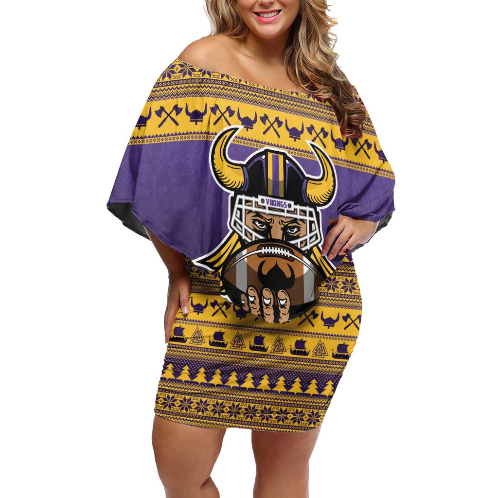 Viking-Inspired Football Christmas Family Matching Off Shoulder Short Dress and Hawaiian Shirt Valhalla-la Viking Warrior - Wonder Print Shop