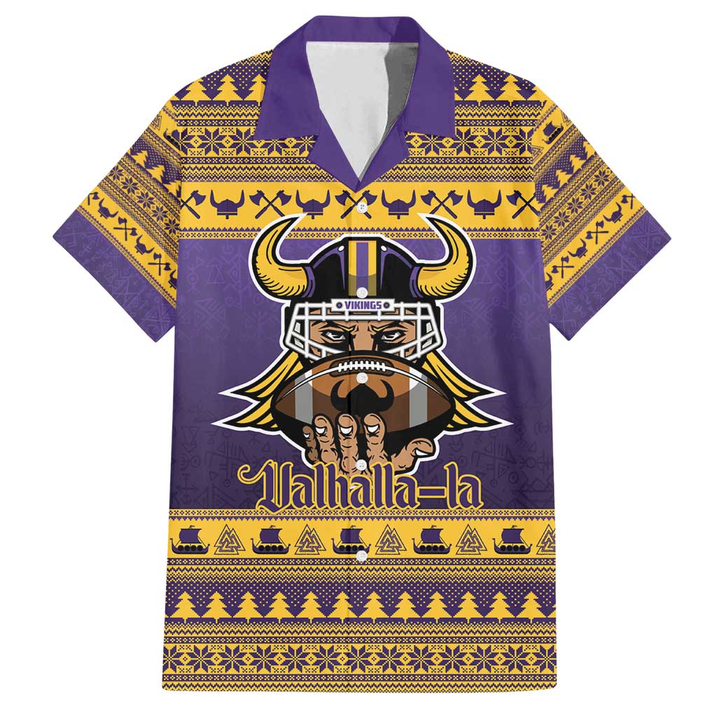 Viking-Inspired Football Christmas Family Matching Puletasi and Hawaiian Shirt Valhalla-la Viking Warrior - Wonder Print Shop