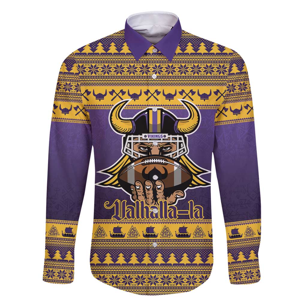 Viking-Inspired Football Christmas Family Matching Puletasi and Hawaiian Shirt Valhalla-la Viking Warrior - Wonder Print Shop