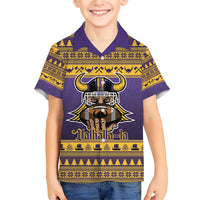 Viking-Inspired Football Christmas Family Matching Short Sleeve Bodycon Dress and Hawaiian Shirt Valhalla-la Viking Warrior - Wonder Print Shop
