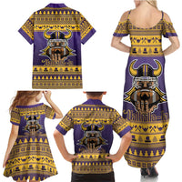 Viking-Inspired Football Christmas Family Matching Summer Maxi Dress and Hawaiian Shirt Valhalla-la Viking Warrior - Wonder Print Shop
