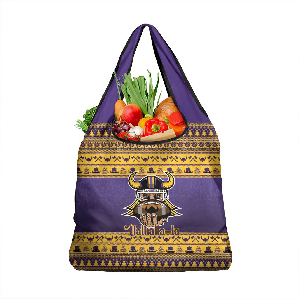 Viking-Inspired Football Christmas Grocery Bag Valhalla-la Viking Warrior - Wonder Print Shop