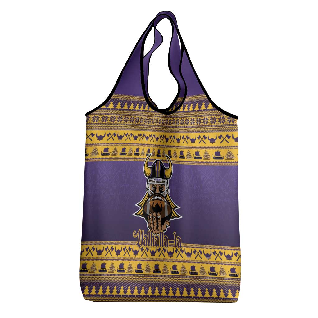 Viking-Inspired Football Christmas Grocery Bag Valhalla-la Viking Warrior - Wonder Print Shop
