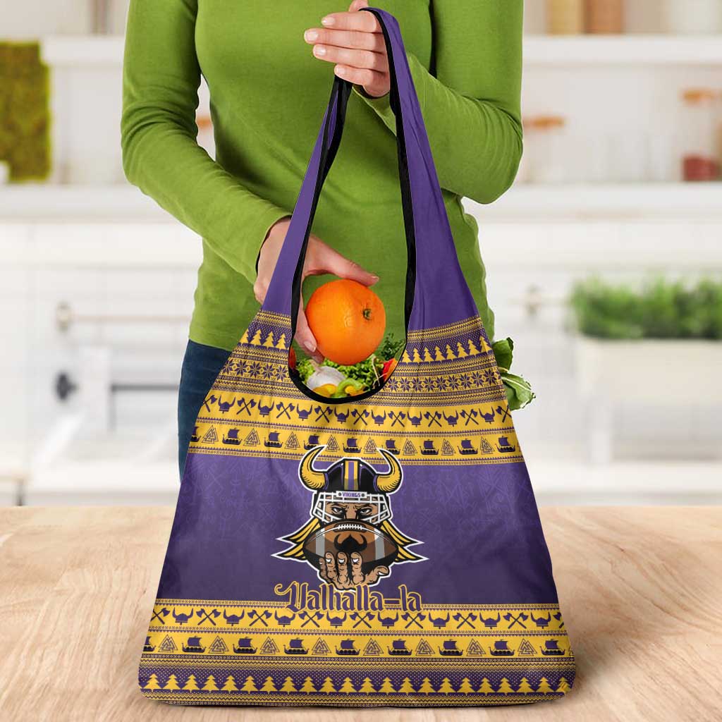 Viking-Inspired Football Christmas Grocery Bag Valhalla-la Viking Warrior - Wonder Print Shop