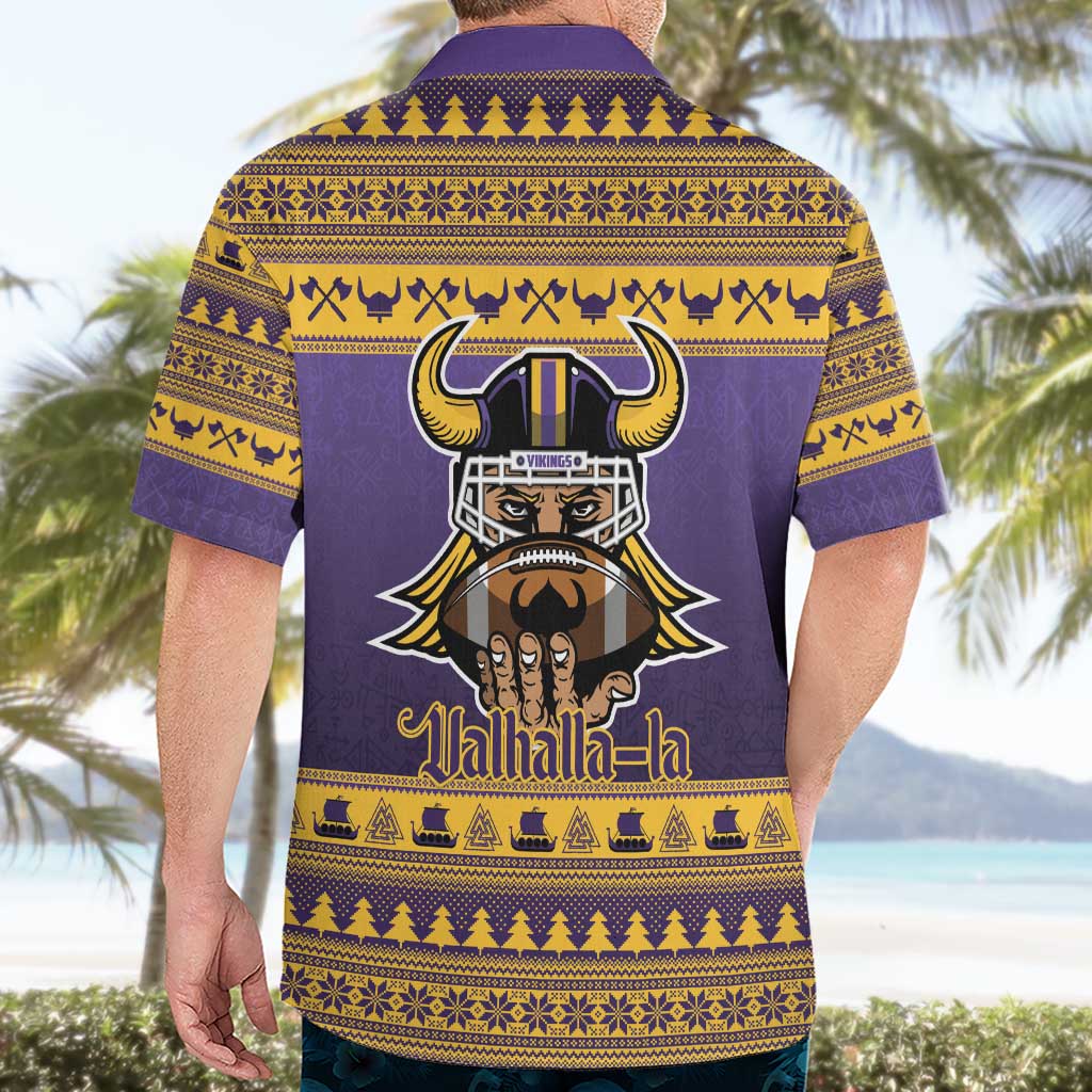 Viking-Inspired Football Christmas Hawaiian Shirt Valhalla-la Viking Warrior - Wonder Print Shop