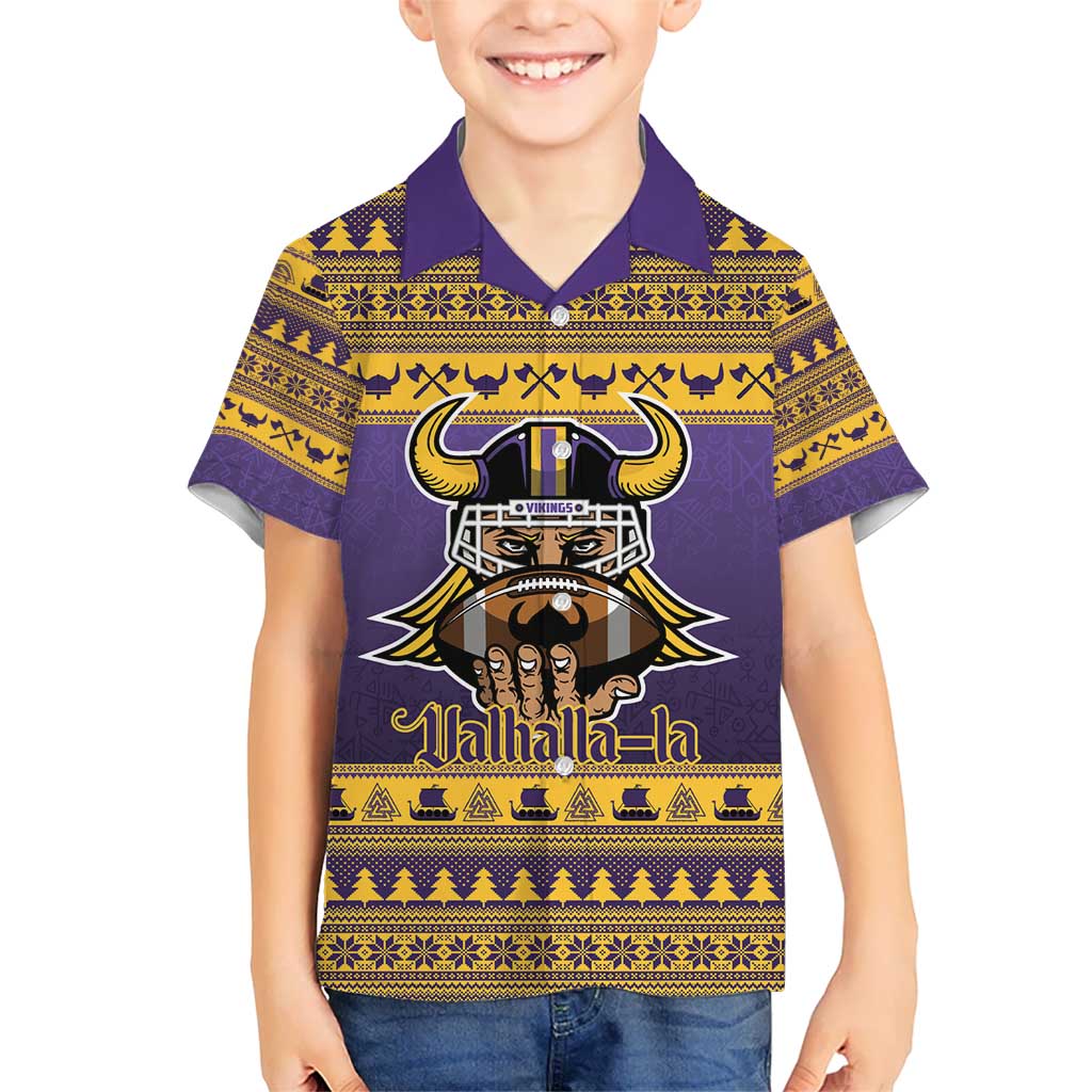 Viking-Inspired Football Christmas Hawaiian Shirt Valhalla-la Viking Warrior - Wonder Print Shop