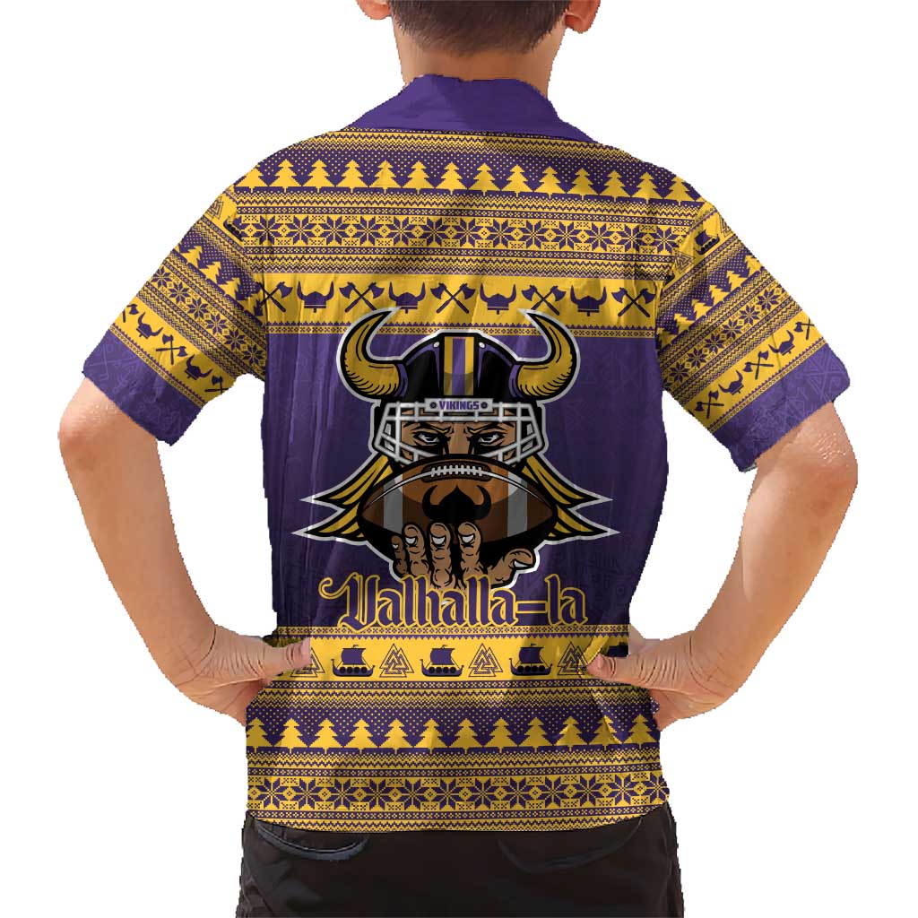 Viking-Inspired Football Christmas Hawaiian Shirt Valhalla-la Viking Warrior - Wonder Print Shop