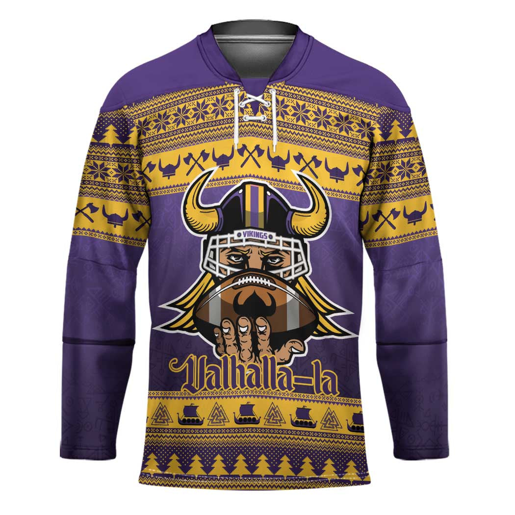 Viking-Inspired Football Christmas Hockey Jersey Valhalla-la Viking Warrior - Wonder Print Shop