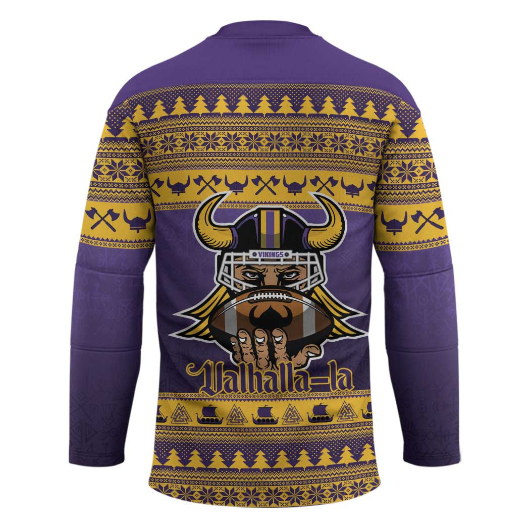 Viking-Inspired Football Christmas Hockey Jersey Valhalla-la Viking Warrior - Wonder Print Shop