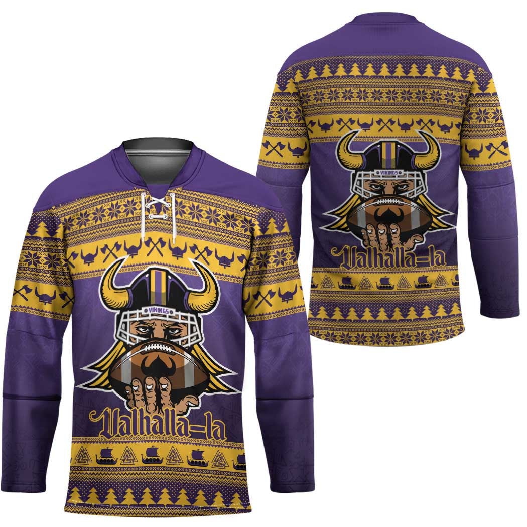 Viking-Inspired Football Christmas Hockey Jersey Valhalla-la Viking Warrior - Wonder Print Shop