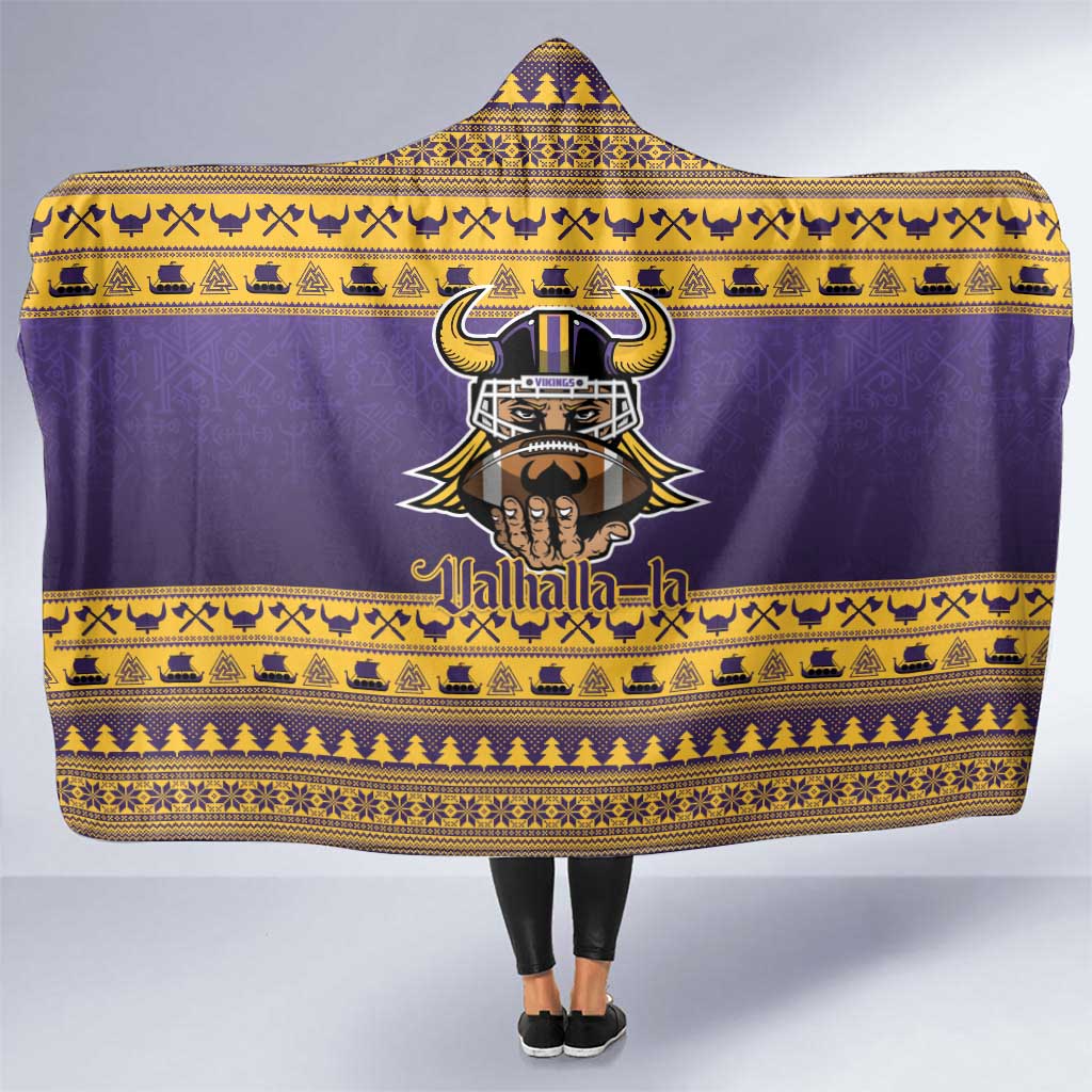 Viking-Inspired Football Christmas Hooded Blanket Valhalla-la Viking Warrior - Wonder Print Shop
