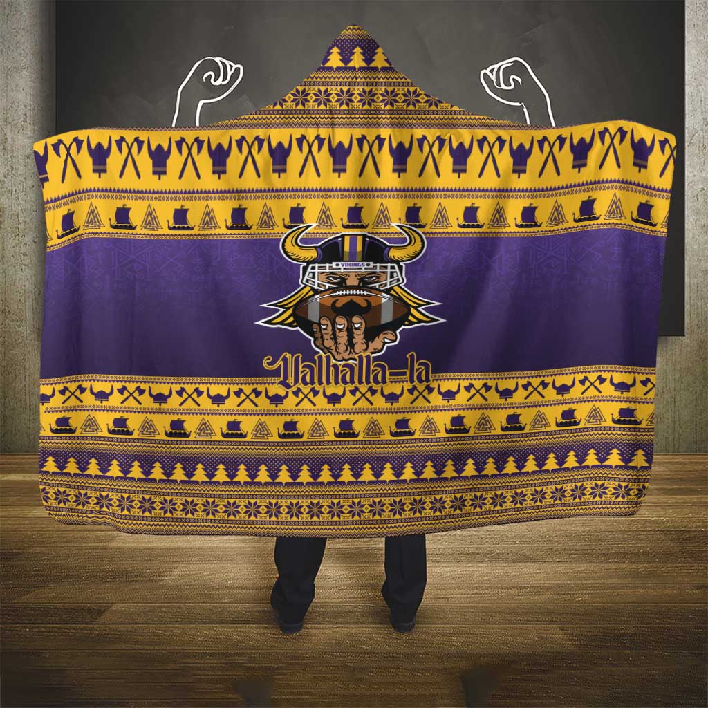Viking-Inspired Football Christmas Hooded Blanket Valhalla-la Viking Warrior - Wonder Print Shop