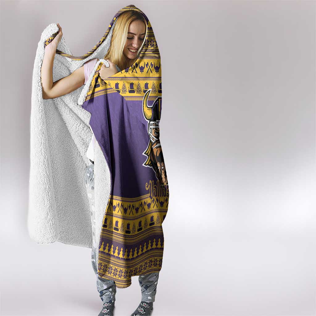 Viking-Inspired Football Christmas Hooded Blanket Valhalla-la Viking Warrior - Wonder Print Shop