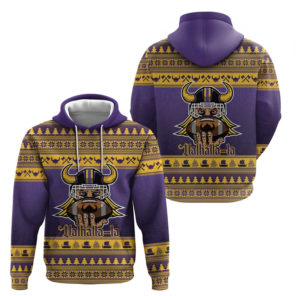 Viking-Inspired Football Christmas Hoodie Valhalla-la Viking Warrior - Wonder Print Shop