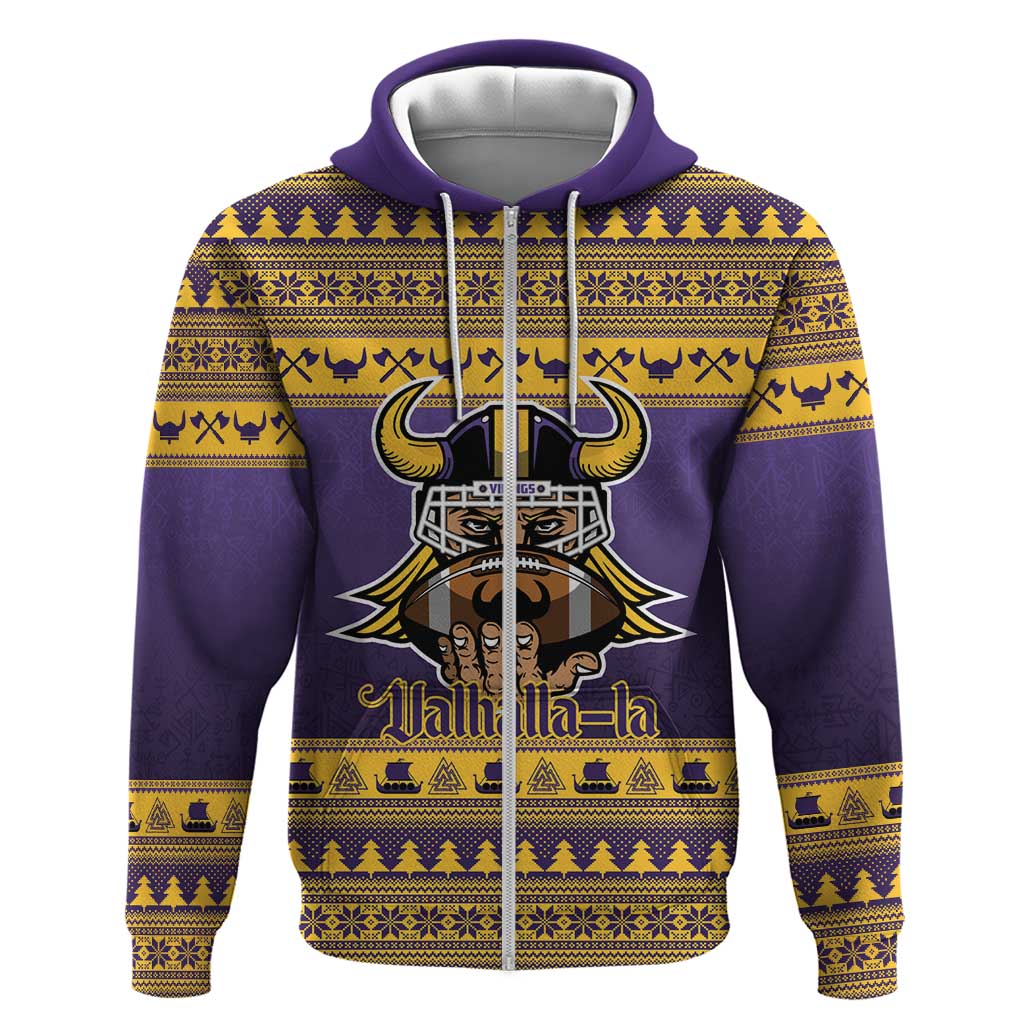Viking-Inspired Football Christmas Hoodie Valhalla-la Viking Warrior - Wonder Print Shop