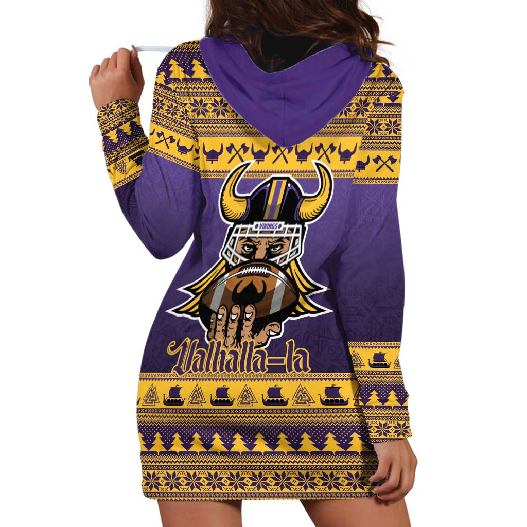 Viking-Inspired Football Christmas Hoodie Dress Valhalla-la Viking Warrior - Wonder Print Shop