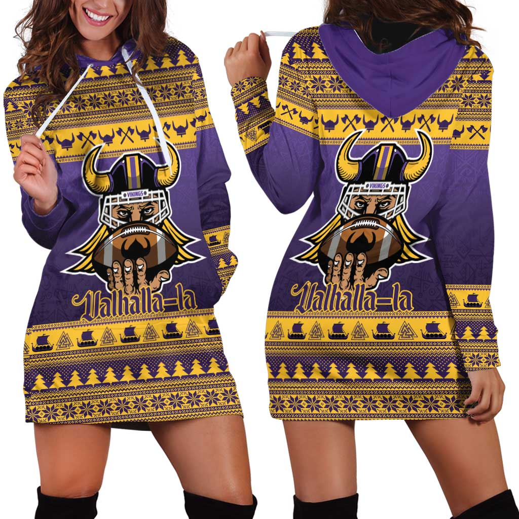 Viking-Inspired Football Christmas Hoodie Dress Valhalla-la Viking Warrior - Wonder Print Shop