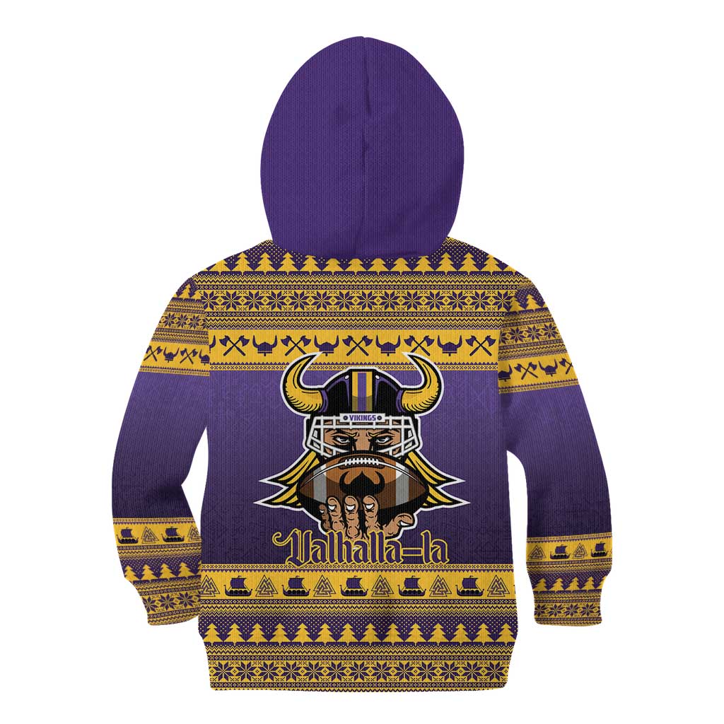 Viking-Inspired Football Christmas Kid Hoodie Valhalla-la Viking Warrior - Wonder Print Shop