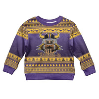Viking-Inspired Football Christmas Kid Ugly Christmas Sweater Valhalla-la Viking Warrior - Wonder Print Shop