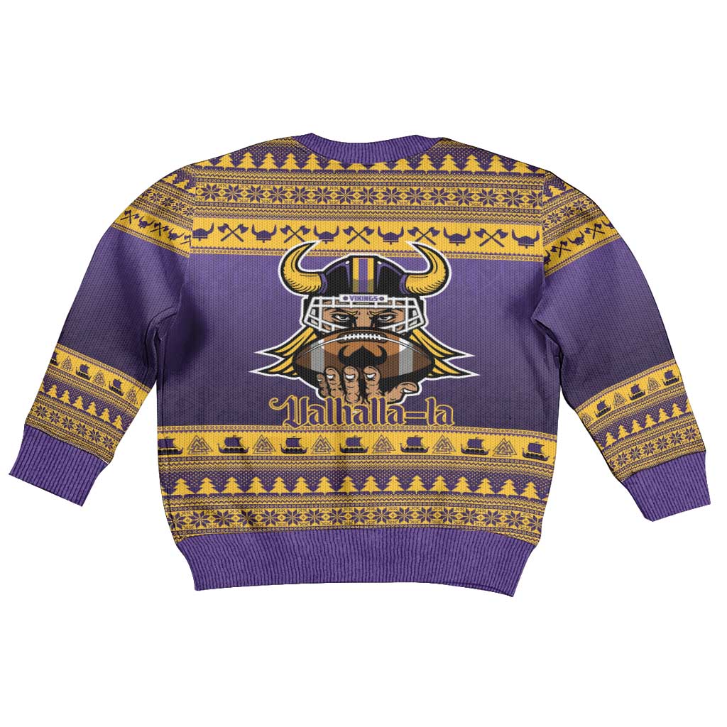 Viking-Inspired Football Christmas Kid Ugly Christmas Sweater Valhalla-la Viking Warrior - Wonder Print Shop