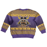 Viking-Inspired Football Christmas Kid Ugly Christmas Sweater Valhalla-la Viking Warrior - Wonder Print Shop