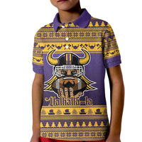 Viking-Inspired Football Christmas Kid Polo Shirt Valhalla-la Viking Warrior - Wonder Print Shop