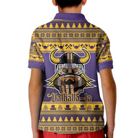 Viking-Inspired Football Christmas Kid Polo Shirt Valhalla-la Viking Warrior - Wonder Print Shop