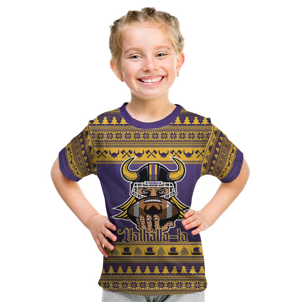 Viking-Inspired Football Christmas Kid T Shirt Valhalla-la Viking Warrior - Wonder Print Shop