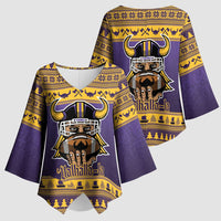 Viking-Inspired Football Christmas Kimono Sleeve Blouse Valhalla-la Viking Warrior - Wonder Print Shop