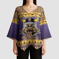 Viking-Inspired Football Christmas Kimono Sleeve Blouse Valhalla-la Viking Warrior - Wonder Print Shop