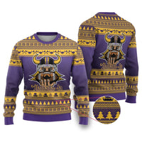 Viking-Inspired Football Christmas Ugly Christmas Sweater Valhalla-la Viking Warrior - Wonder Print Shop