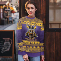Viking-Inspired Football Christmas Ugly Christmas Sweater Valhalla-la Viking Warrior - Wonder Print Shop